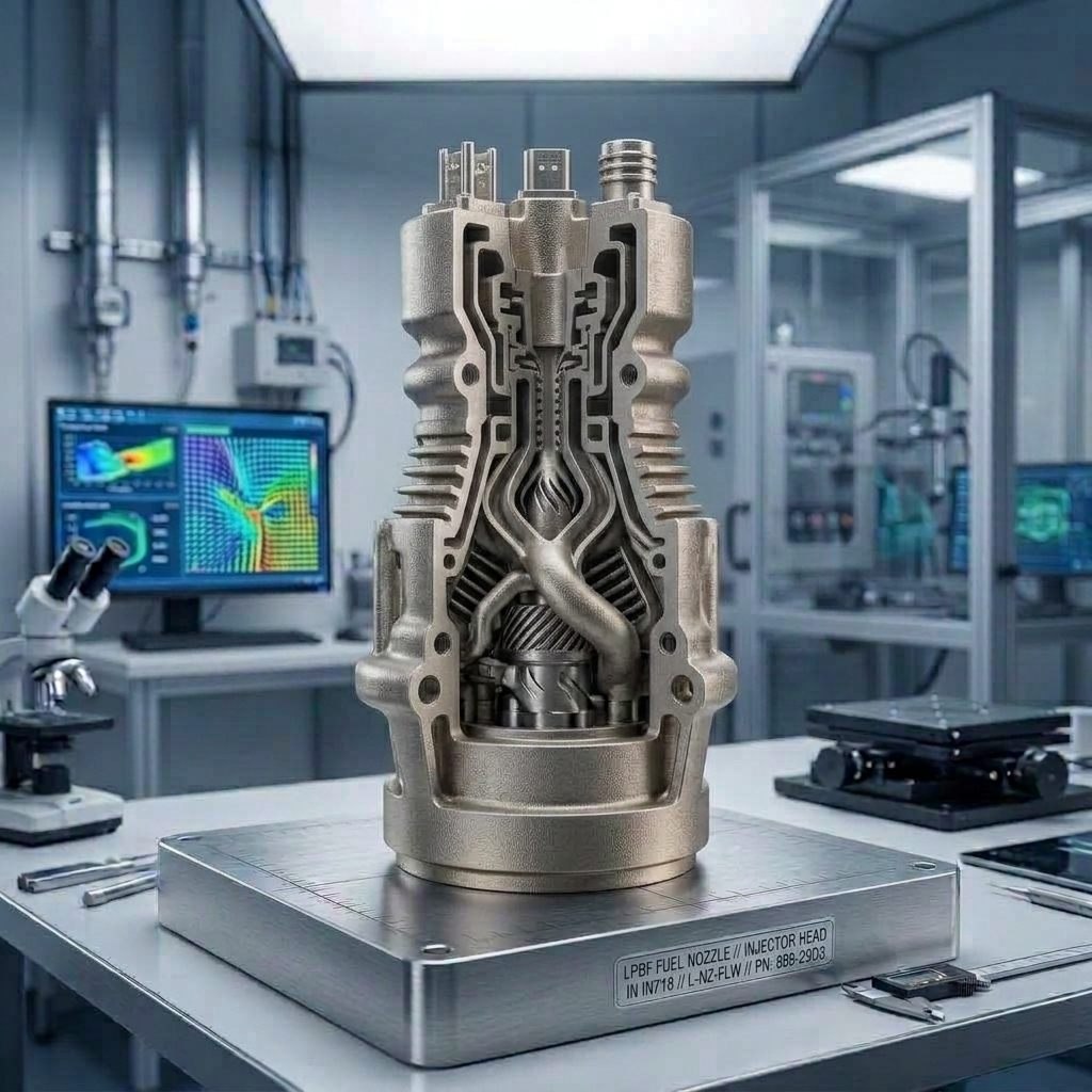 Aero engine fuel nozzle in IN718